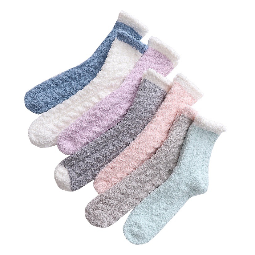 Autumn and winter ladies coral fleece Japanese half velvet socks twist tube flip socks thick warm towel socks wholesale