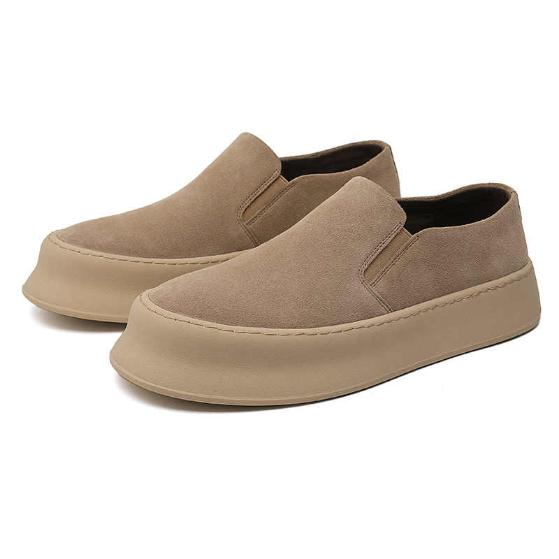 Picture of Men's Thick-Soled Low-Top Suede Loafers, Fashionable Retro British Style Lazy Slip-On Leather Shoes Trend