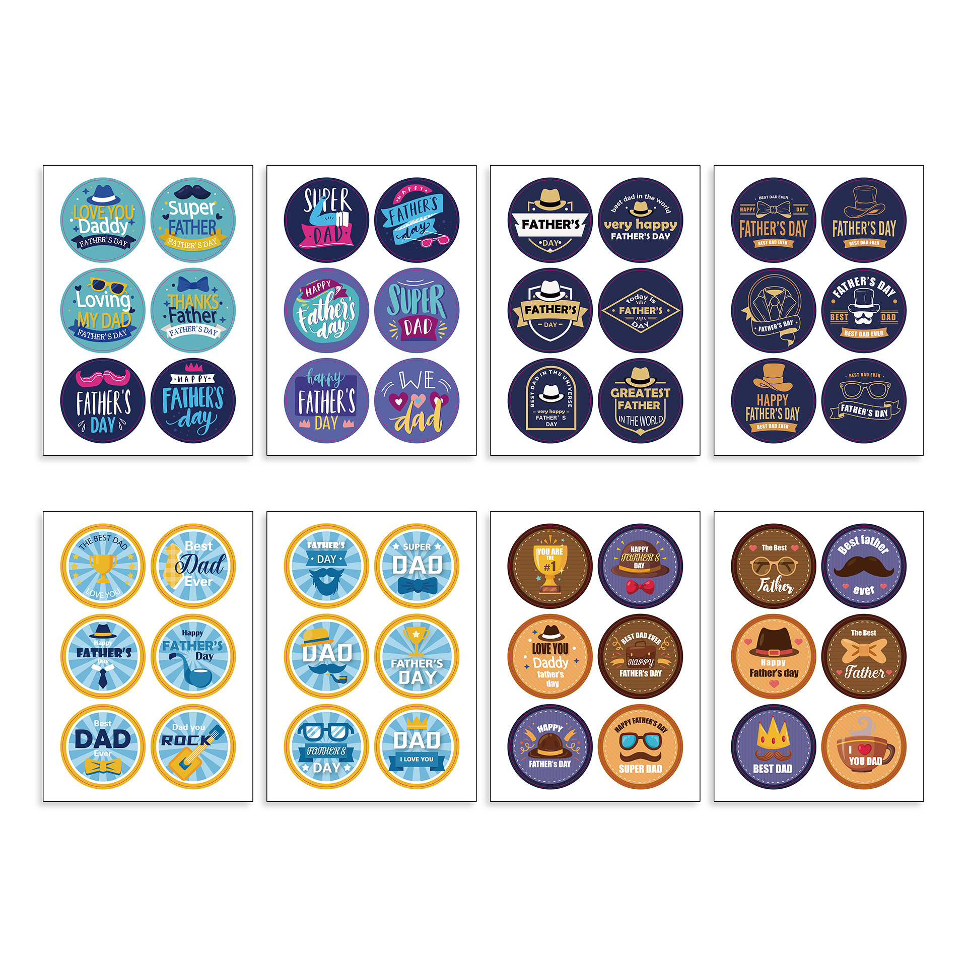 Picture of CM2212008 Cross-border Cartoon Round Father's Day Gift Sticker Round Sticker Hand-made Family Thank You Sticker