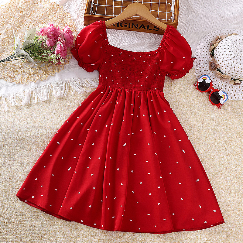 Picture of Korean version of girls dress summer explosions children's clothing 2025 new western style big children's short sleeve princess skirt wholesale