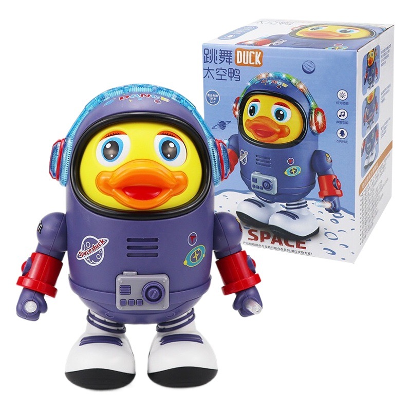 Tiktok popular singing and dancing space duck luminous electric music swing children's educational toys one-piece delivery
