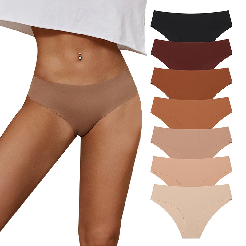 Picture of European and American Cross-border Pregnant Women's plus size Traceless Women's Underwear Class A Ice Silk Breathable Sports Low Waist Naked Briefs for Women
