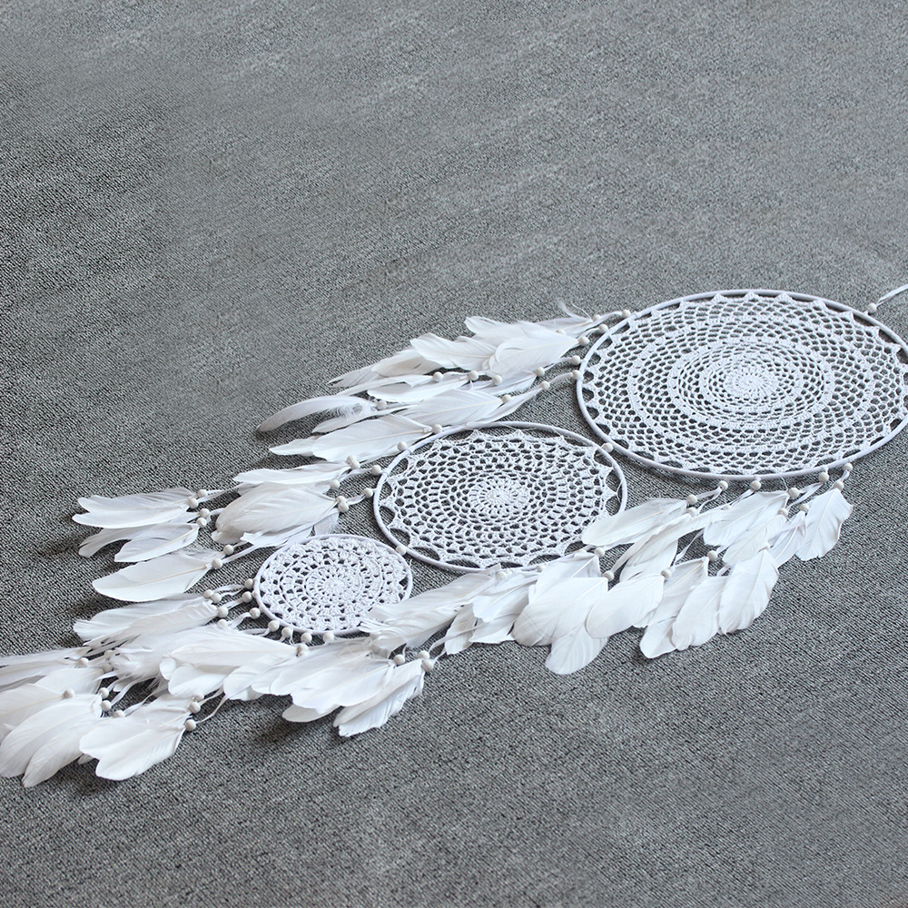Picture of Ins New Three-Ring Concentric Round Crochet Flower Dream Catcher Large Wedding Scene Decoration Dream Catcher Decorative Hanging