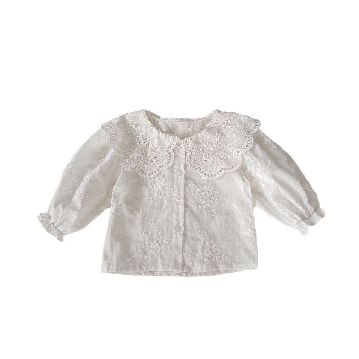 Picture of 2025 New Baby Clothes Spring Korean Style Baby Girl Solid Color Large Lapel Shirt Suspender Bag Pants Two-Piece Set