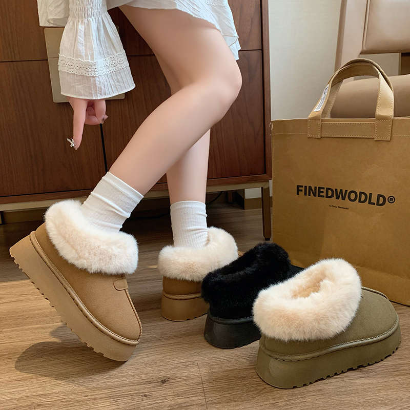 Low-top Mao Mao snow boots women's 2024 winter new thick-soled non-slip bread shoes fleece-lined thick warm cotton shoes
