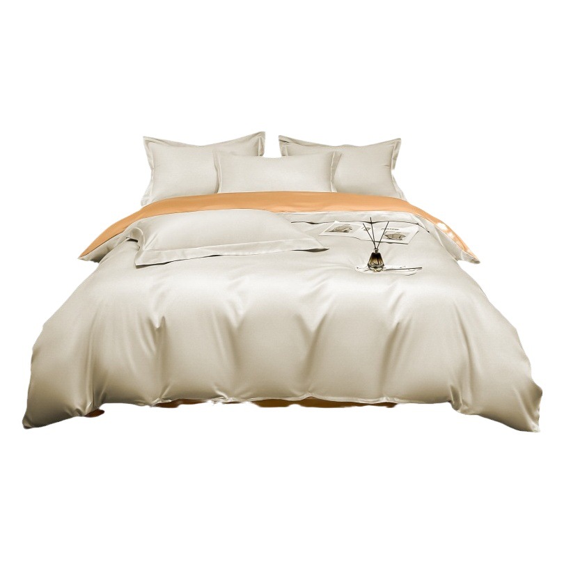 Light Luxury 100 Satin Xinjiang Long-staple Cotton Four-piece Set Class A Cotton Pure Cotton Mother and Infant Bed Sheet Quilt Cover Nantong 4