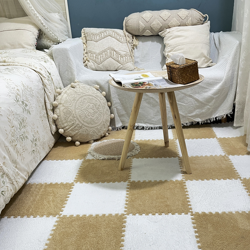 Picture of Plush room stitching carpet bedroom living room 2023 New ins style bedside blanket full floor mat cushion home