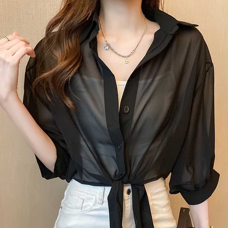 Chiffon Cardigan Top Coat Thin Summer Sling Skirt Outer Short Small Shawl Sunscreen Women's All-match
