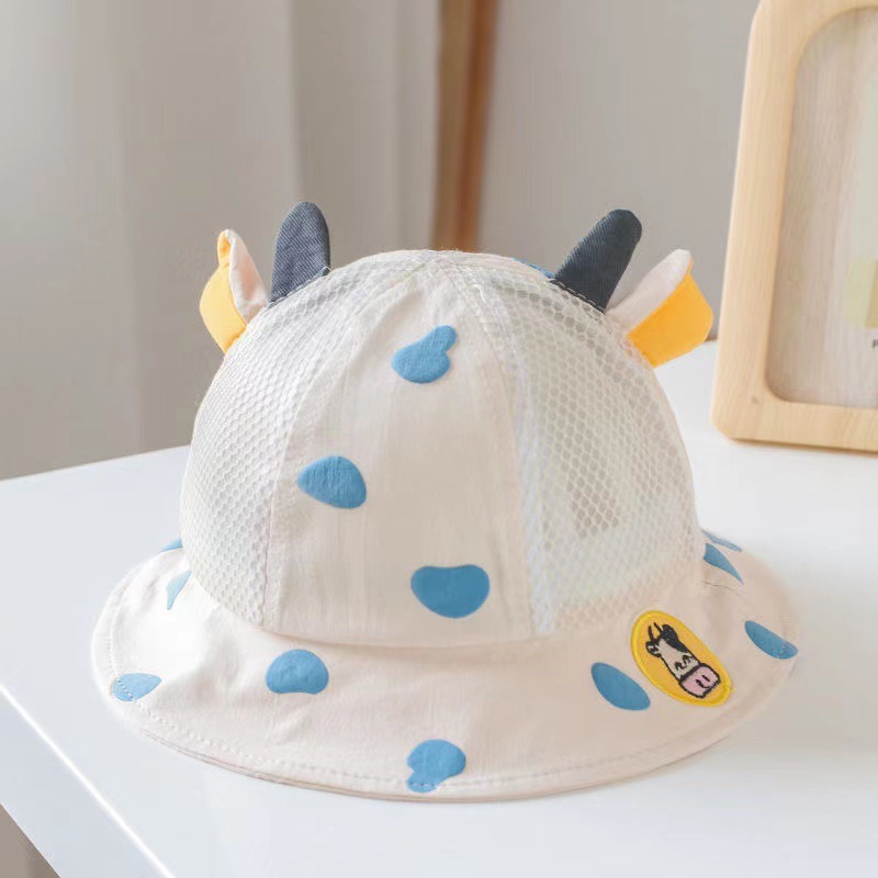 Picture of Baby Hat Spring and Summer Korean-style Sunshade Basin Hat for Boys and Girls Cute Cow Super Cute Breathable Net Fisherman Hat