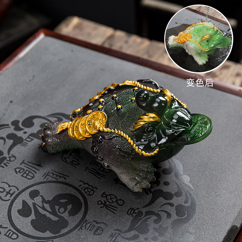 Picture of Golden Toad Color-changing Tea Pet Ornaments Boutique Tea Tray Tea Table Tea Set Accessories Jewelry Money-making Golden Toad Tea Play