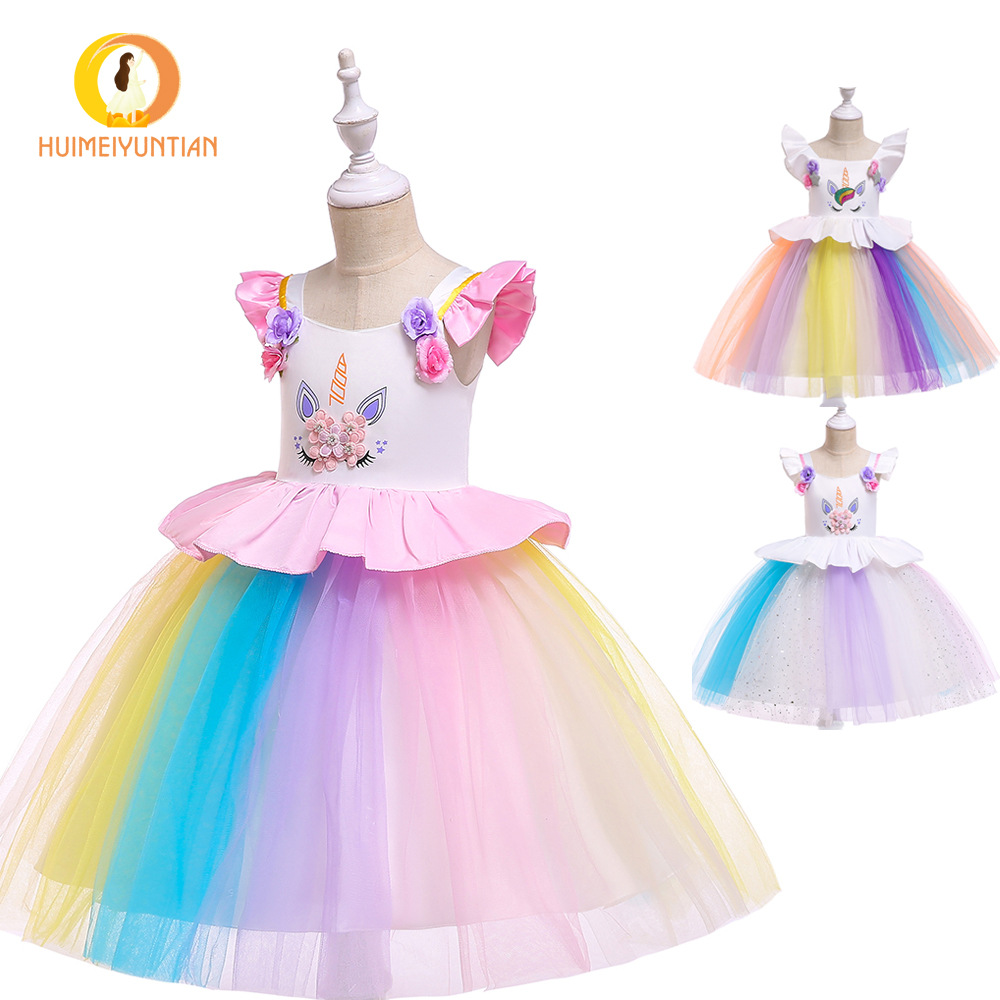 Picture of AliExpress European and American 2020 New Unicorn Children's Dress Princess Dress Children's Wear Girls Flower Girl Wedding Dress
