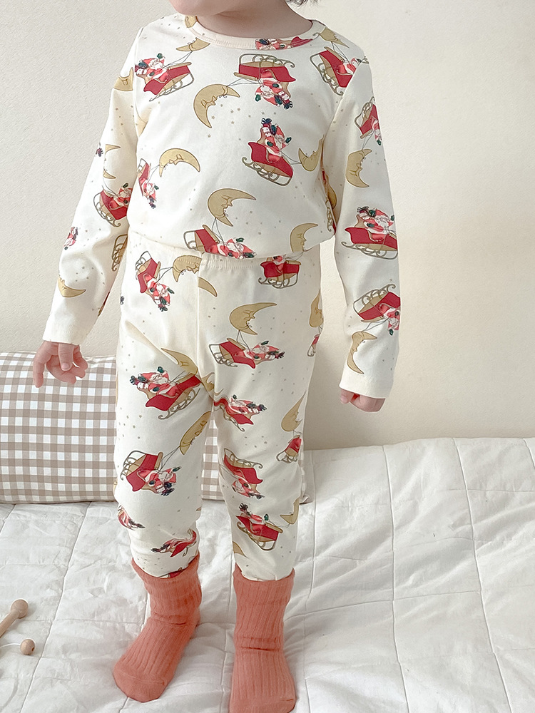 Picture of Children's Pajamas suit Baby's Christmas Home Clothes Class A Boys' Pajamas Girls' Long Sleeve Trousers