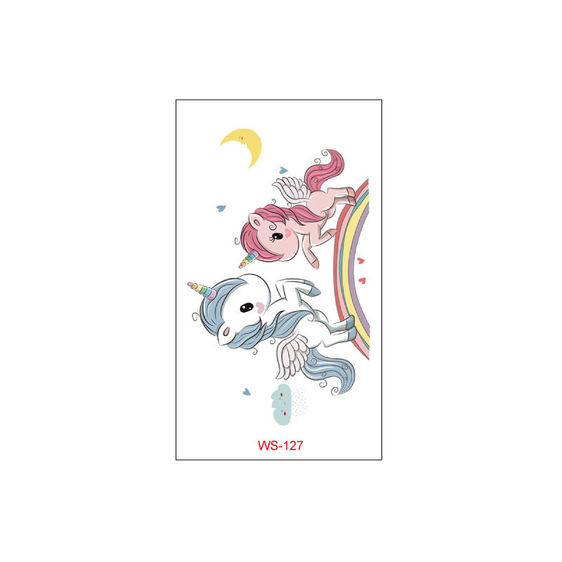 Picture of Unicorn Tattoo Sticker Original Children's Cute Cartoon Doll Birthday Rainbow Little Pegasus Waterproof Temporary Sticker