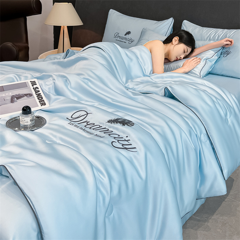 Picture of Class A Washing Ice Silk Embroidery Summer Quilt Four-Piece Set Air-Conditioned Quilt Sleeps Naked Summer Cool Quilt