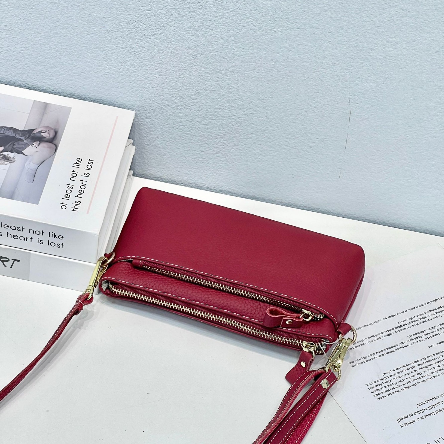 TOGO first layer cowhide niche light luxury bag all-match women's bag clutch handbag simple women's mobile coin purse