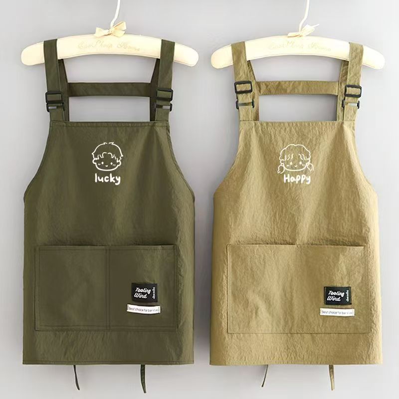 New Apron Household Kitchen Tooling Waist Printing Catering Special Adult Anti-splashing Cooking Work Clothes Customized