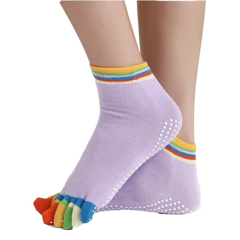 Factory wholesale women's non-slip yoga socks a generation of sweat-absorbent breathable toe sports dance socks women's five-finger socks