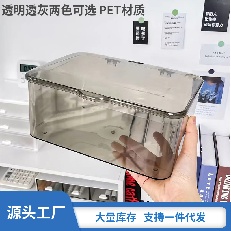 Storage Box with Lid, Dust-Proof, Multi-Functional for Desktop, for Organizing Facial Masks, Cosmetics, and Small Items, Large Capacity Storage