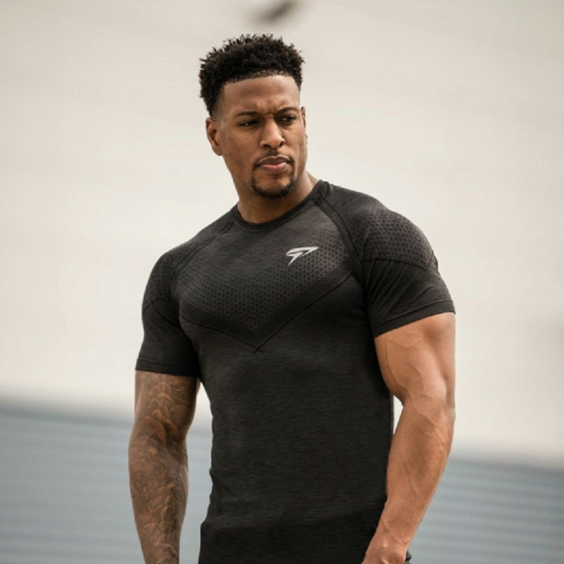 Muscle Boy Sports T-shirt Men's Outdoor Running Basketball Training Clothes Quick-drying High-elasticity Fitness Short-sleeved Men