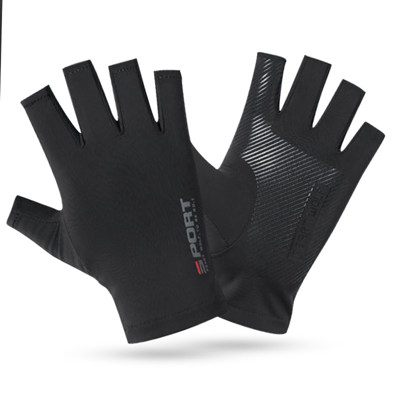 Picture of Spring and summer ice silk half finger riding gloves sunscreen non-slip fitness high elastic comfortable quick-drying driving gym gloves