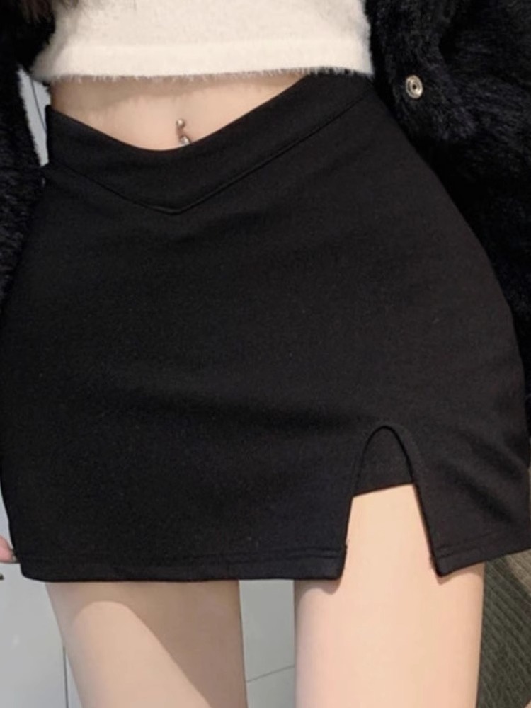 Women's Skirt 2024 New Spring Black High Waist A- line Hip Skirt Pure Desire Mini Sexy Hot Girl Skirt
