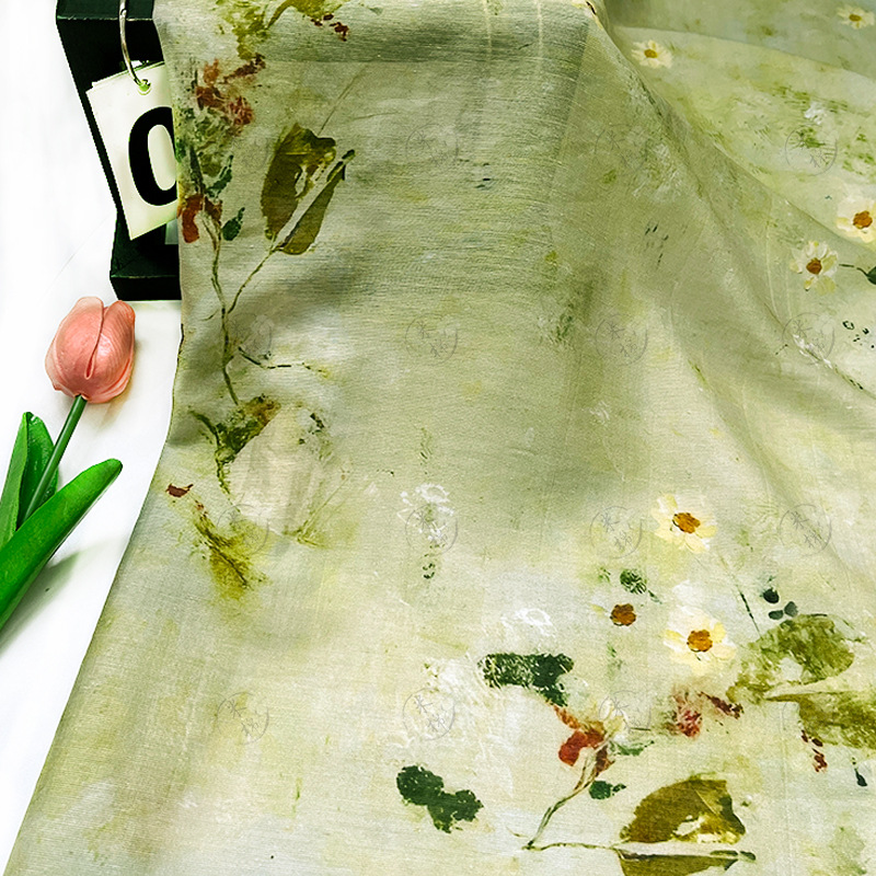 Asakusa rubbing, handmade DIY fabric, gauze skirt, Hanfu shirt, cheongsam, new Chinese style Tencel linen fabric