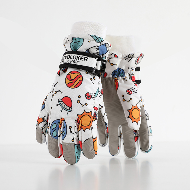 Picture of Children's ski gloves winter warm gloves for boys and girls 7-12 years old fleece-lined windproof waterproof children riding gloves