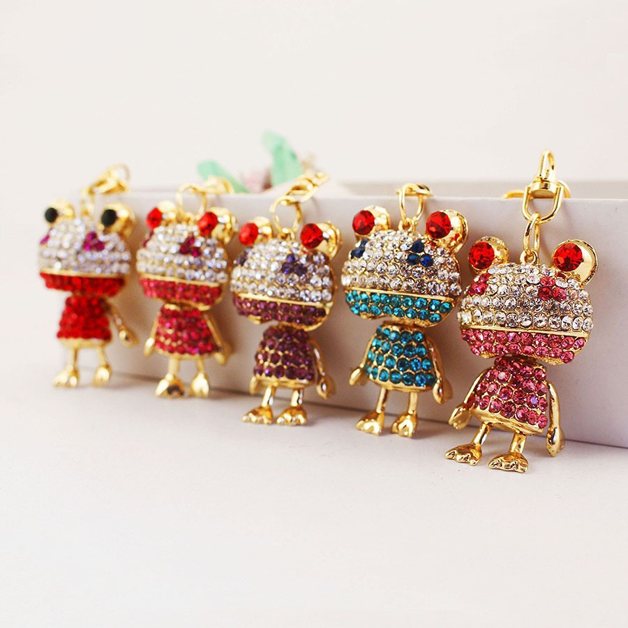 Creative Crafts Diamond-encrusted Frog Car Keychain Ladies Pendant Keychain Bag Accessories Small Gift 169