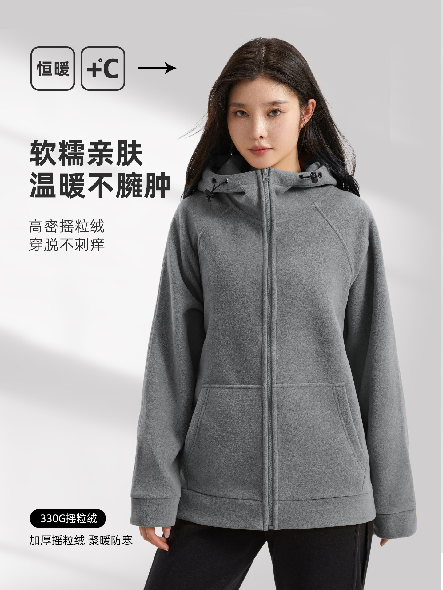 Hooded Polar Fleece Jacket Casual Fleece-Lined Thickeneded Cardigan for Men and Women Same Style Warm 2025 New Autumn and Winter Tops