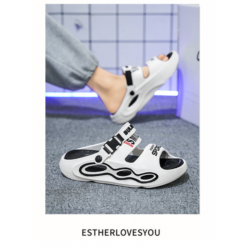 Picture of Men's slippers wear non-slip thick soles outside in summer, bathroom beach sports, driving dual-purpose odorless sandals for men