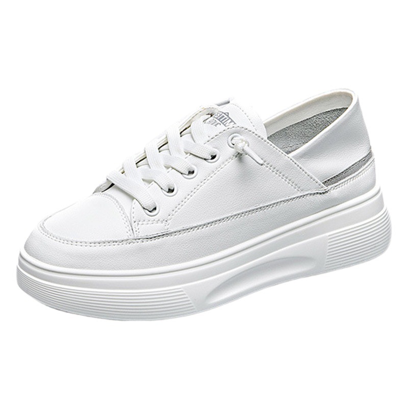 Picture of Genuine Leather White Shoes for Women 2025 New Thick-Soled Sneakers Breathable Casual Sports Women's Shoes Popular Versatile White Women's Shoes