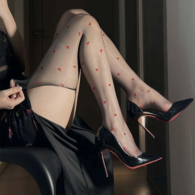 Sexy, Sexy, Loving, Pure, Black Silk Over-the-Knee, Beautiful Leg Stockings Cyber Celebrity Silk Sliding Open Crotch Free 3436