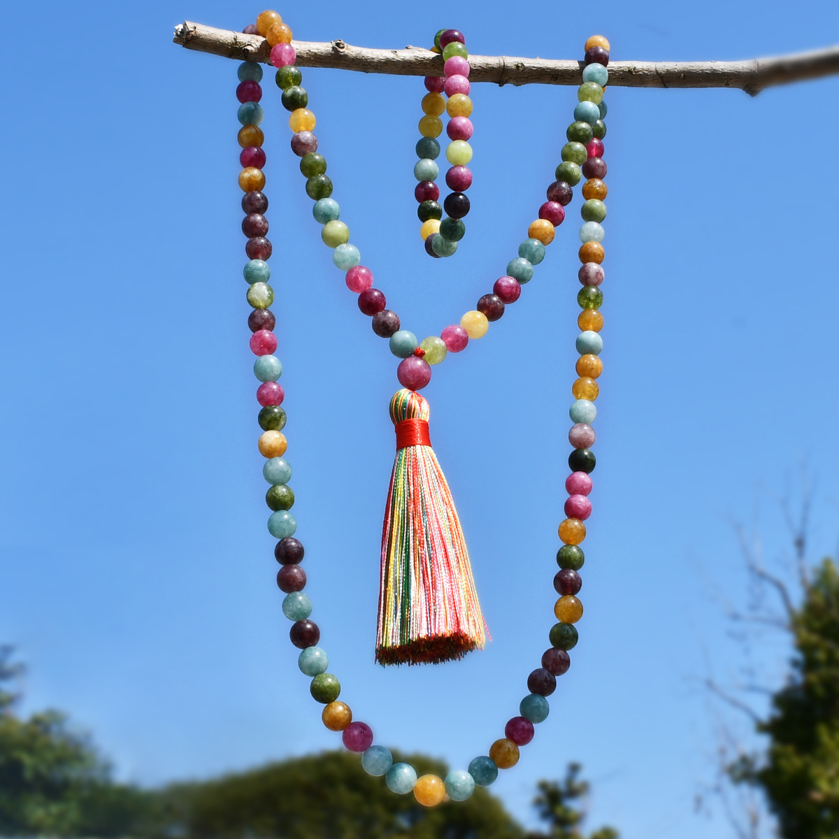 Cross-border Middle East jewelry tourmaline bracelet 99 prayer hand-held rosary color tassel long Mara necklace wholesale