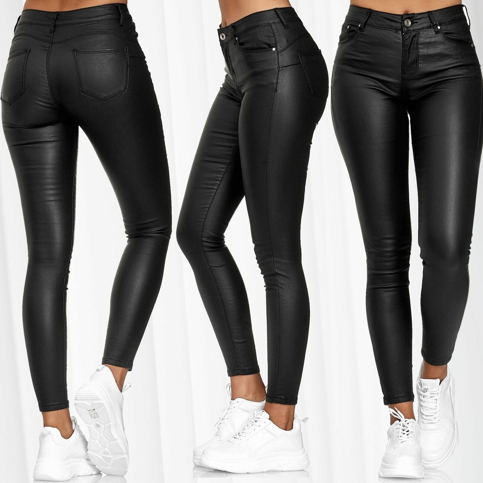 Picture of 2020 Spring New Product Amazon Wish Solid Color Leather Casual Pants Small Leg Pants Women's Trousers Foreign Trade E9J361