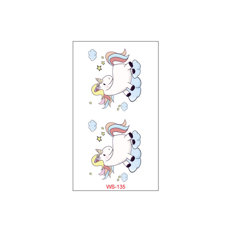 Picture of Unicorn Tattoo Sticker Original Children's Cute Cartoon Doll Birthday Rainbow Little Pegasus Waterproof Temporary Sticker