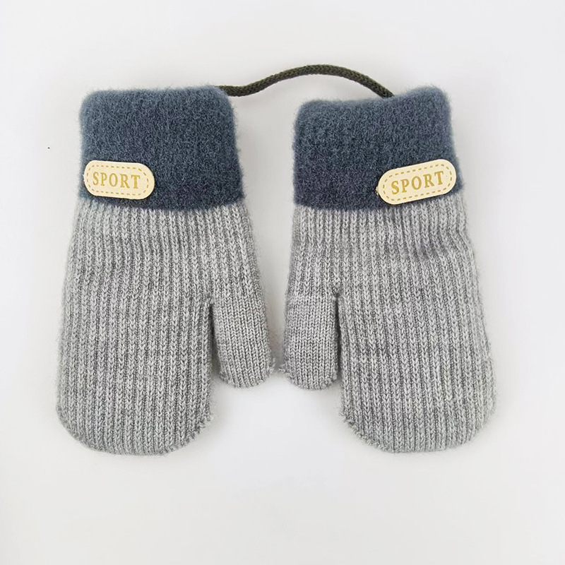 Picture of Autumn and Winter Children's Gloves Hanging Neck fleece-lined Thickened 4-7 Years Old Baby Outdoor Cold-proof Warm Knitted Gloves