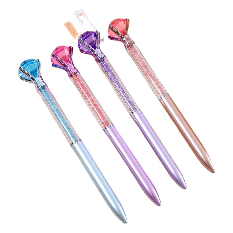 Creative stationery imitation metal crystal diamond ballpoint pen premium color ins signature 0.7mm blue ballpoint pen