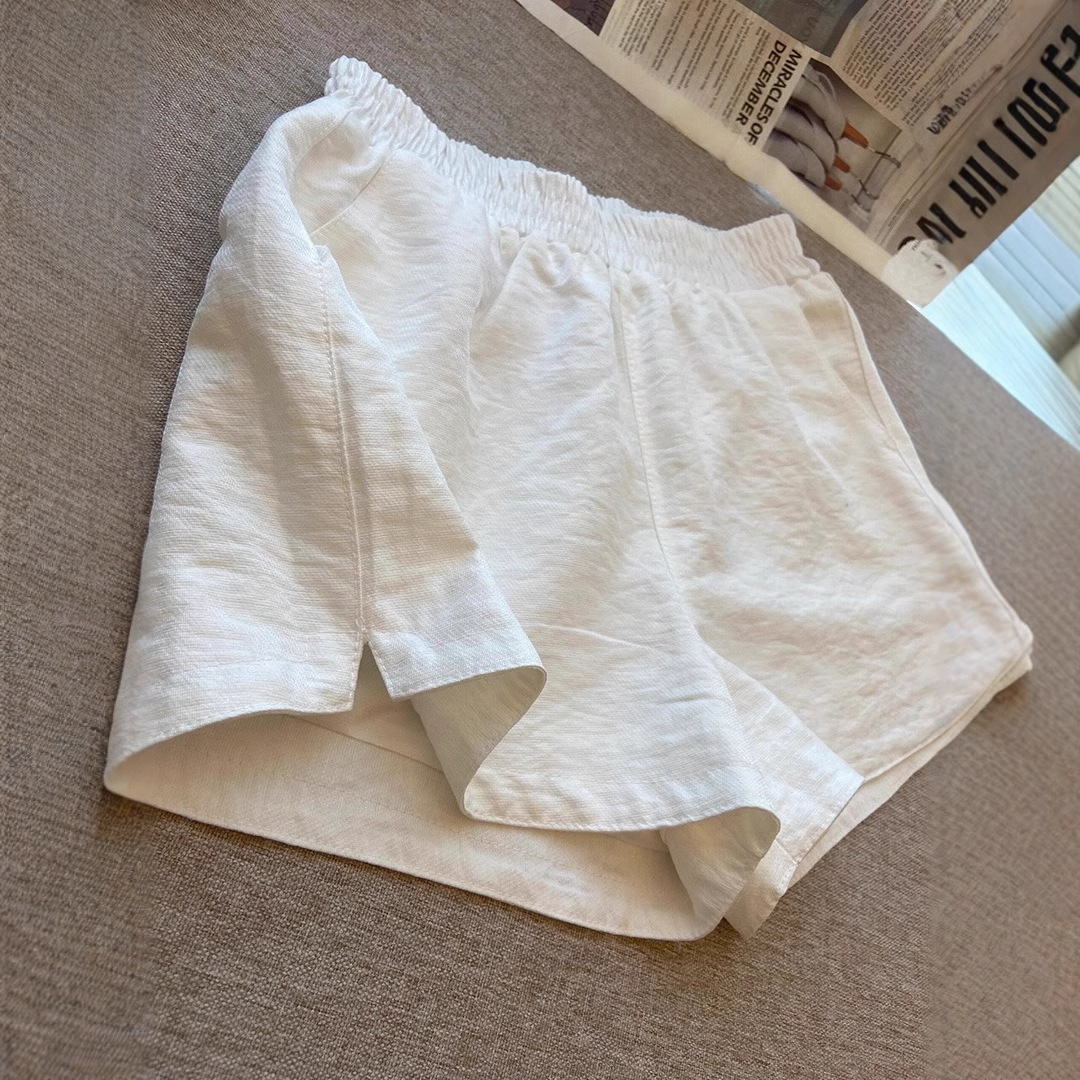 American Style Retro White High Waist Casual Pants Women's Summer Loose Wide Leg Design Chic Casual All-match Trendy Shorts