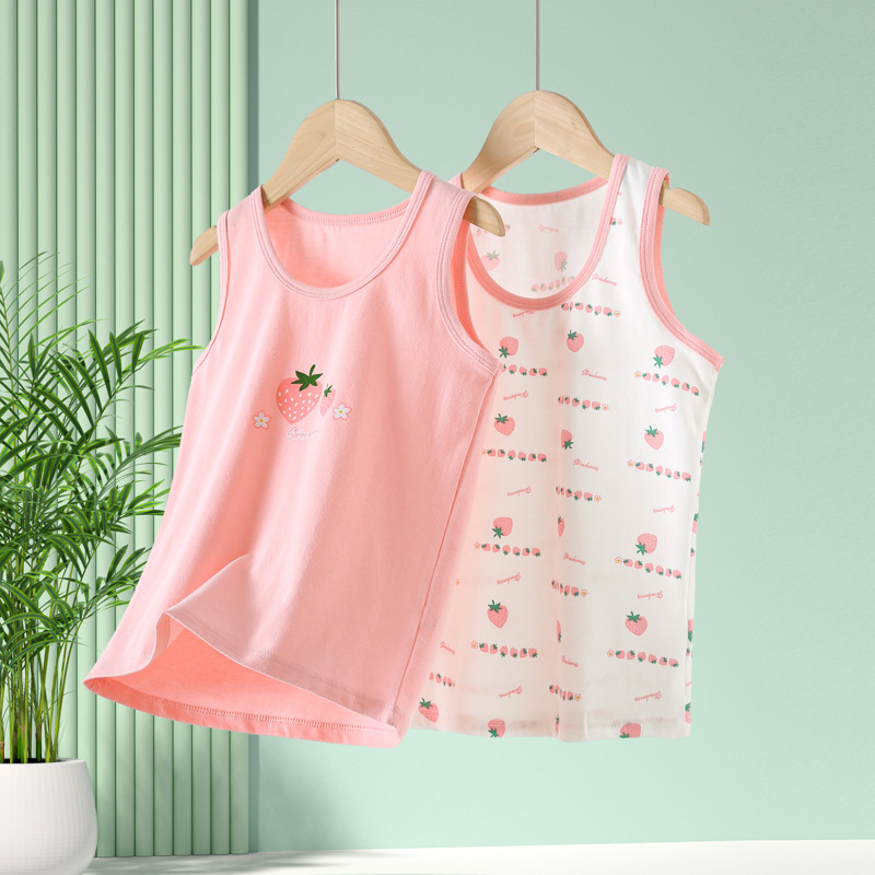 Picture of Summer New Children's Vest Pure Cotton Lycra Thin Top Boys' Girls' Baby Children's Wear Inner Base Vest