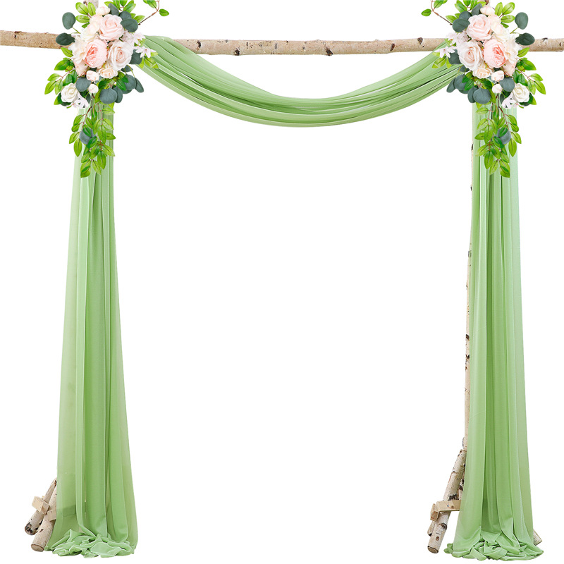 Picture of Cross-Border Popular Wedding Forest Lawn Outdoor Arch Decoration Wedding Arrangement Curtain Pearl Chiffon Gauze Curtain