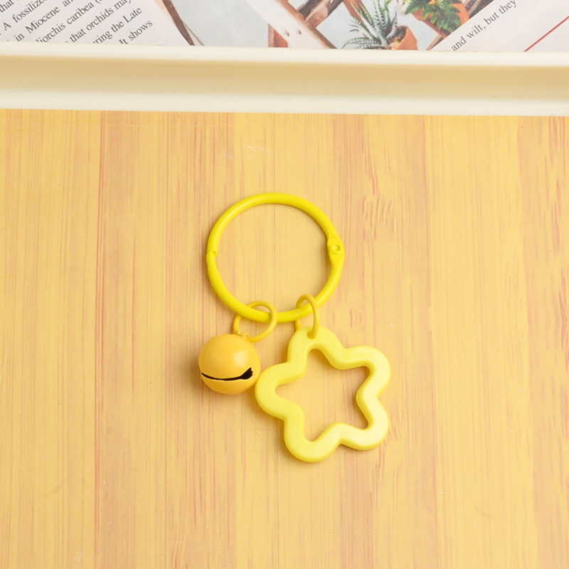 Picture of Korean Style Hyun-a Small Fresh Color Small Flower Bell Keychain Tanabata Gift Key Ring Bag Women's Hanging Accessories