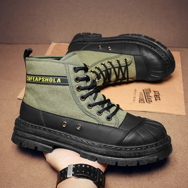 Autumn and winter shell canvas shoes Martin boots high-top shoes work boots men's shoes cross-border plus size fashion casual shoes trendy boots