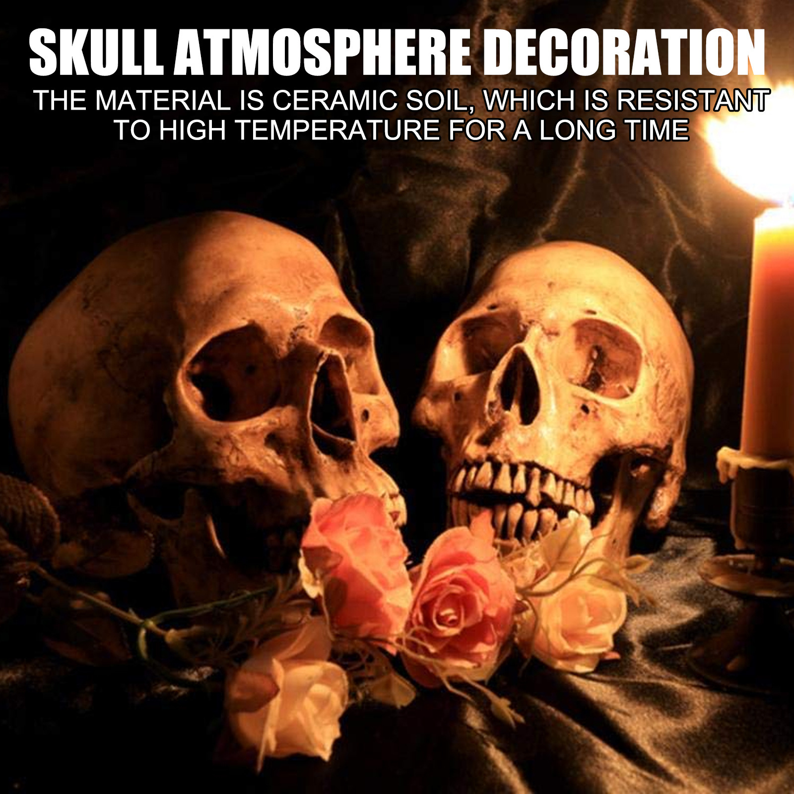 Picture of Cross-border foreign trade Halloween simulation skull stove barbecue party decoration props horror ceramic ornaments