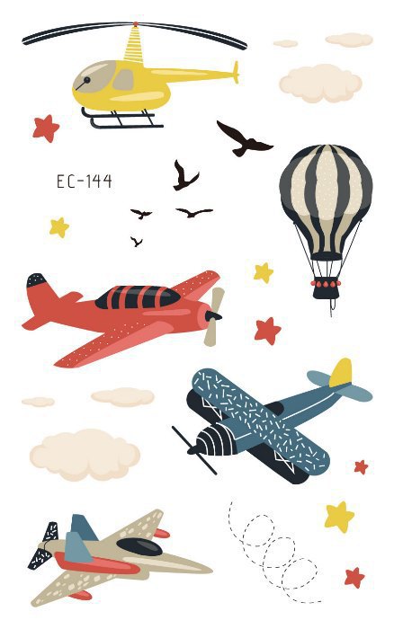 Picture of Children's Cartoon Transport tattoo Paper stickers Aircraft Ship Train Track Creative tattoo stickers