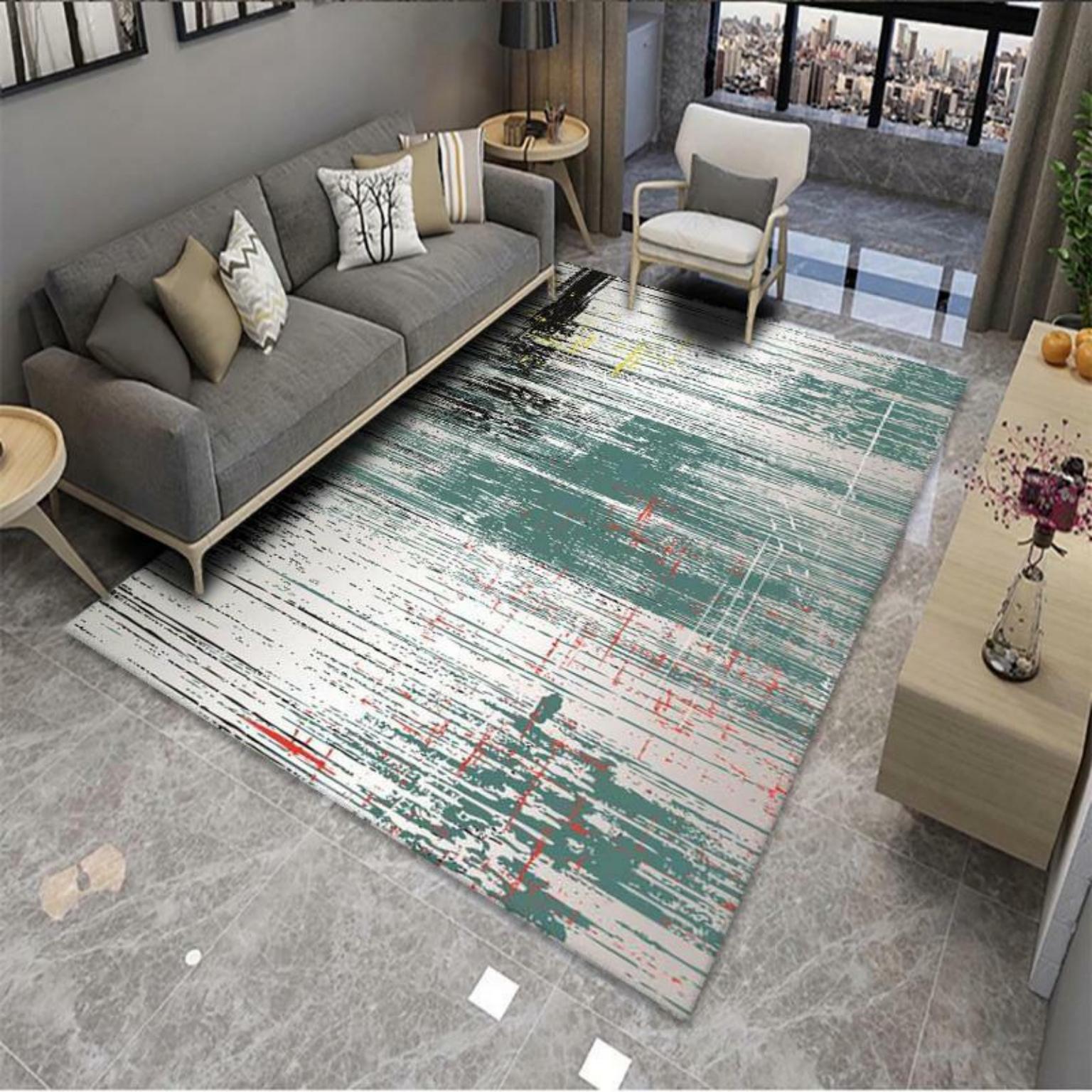 Picture of Modern Simple Living Room Carpet Geometric Pattern Home Study Sofa Printing and Dyeing Carpet Homestay Hotel Carpet Floor Mat
