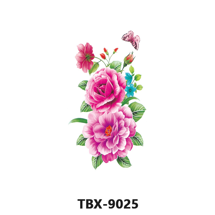 Picture of Waterproof sweat female flower tattoo stickers plant flower party sexy rose peony plum tattoo stickers tattoo