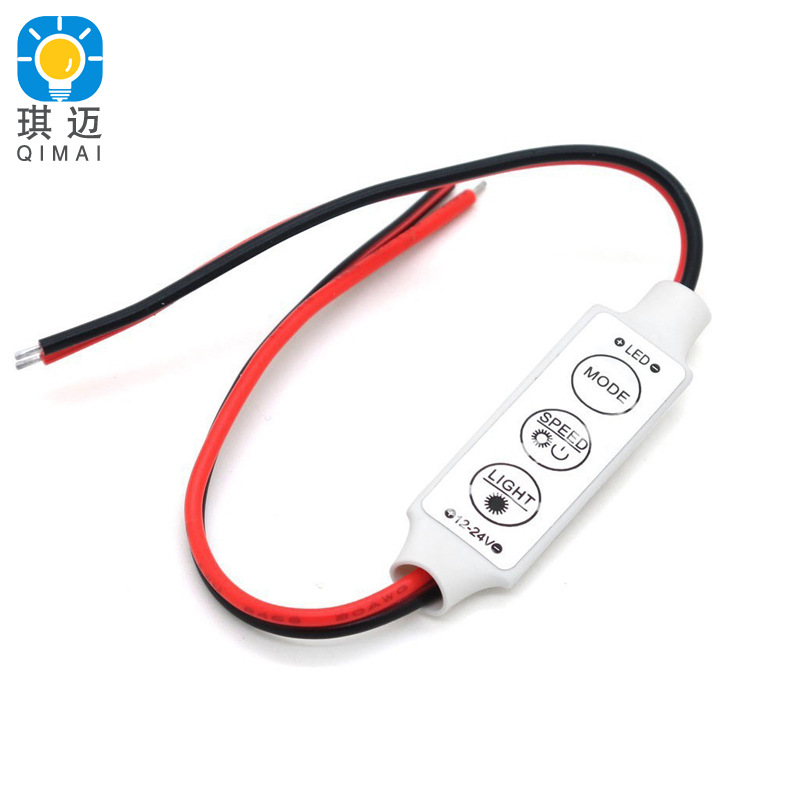Three-Button mini red and black wire controller 12-24v monochrome low voltage led light with RGB multi-mode light bar dimmer
