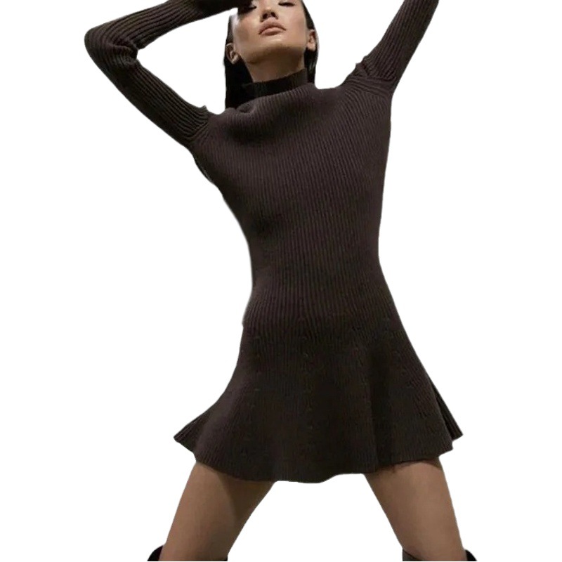Picture of European and American Export 2024 Autumn and Winter Thick Turtleneck Sweater Knitted Petite Pullover Women's Sweater Dress Black Thick Style