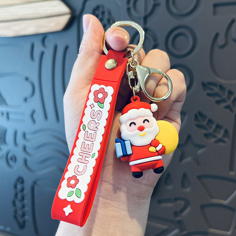 Picture of Cute Santa Claus keychain Christmas gift Christmas tree three-dimensional key chain Bell snowman elk wholesale