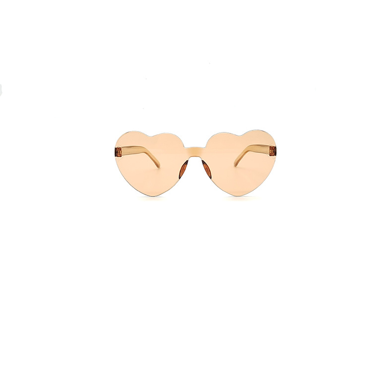 Picture of New love sunglasses jelly color frameless heart-shaped conjoined glasses dazzling color heart sunglasses